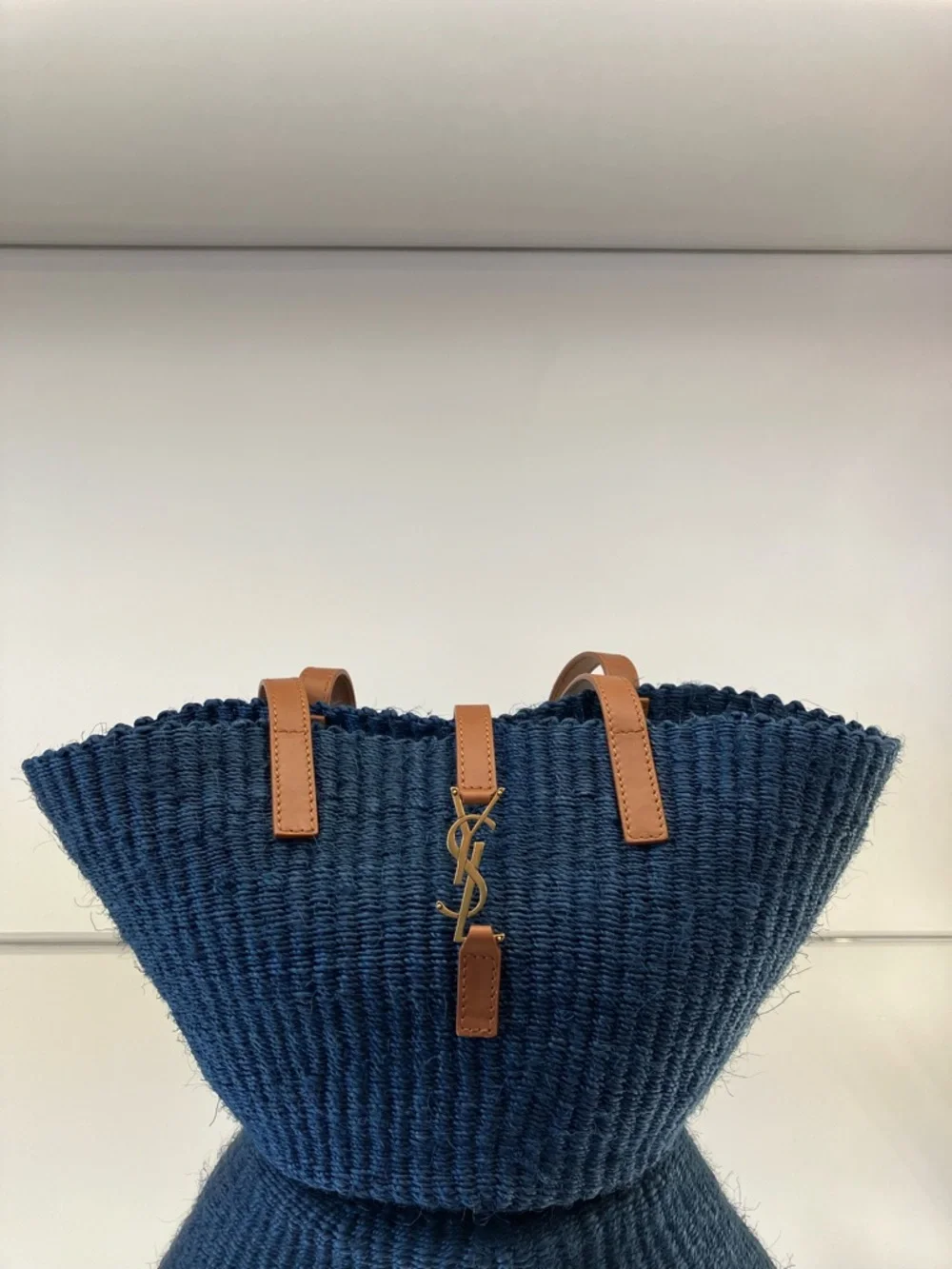 Saint Laurent Navy Woven Tote - Picture 8 of 9